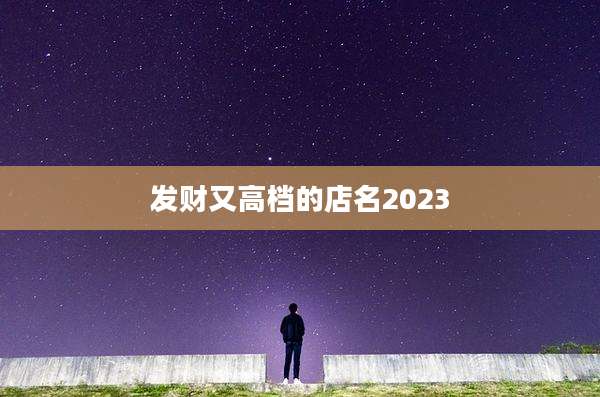 发财又高档的店名2023