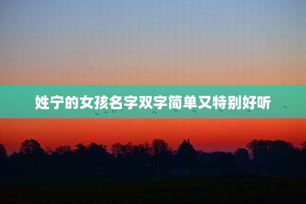 姓宁的女孩名字双字简单又特别好听