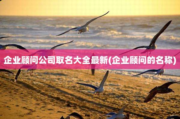 企业顾问公司取名大全最新(企业顾问的名称)