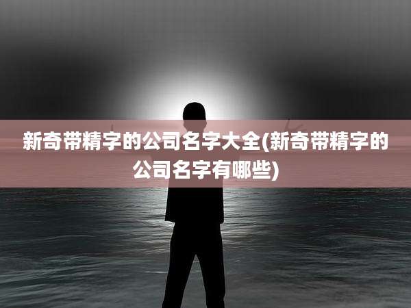 新奇带精字的公司名字大全(新奇带精字的公司名字有哪些)