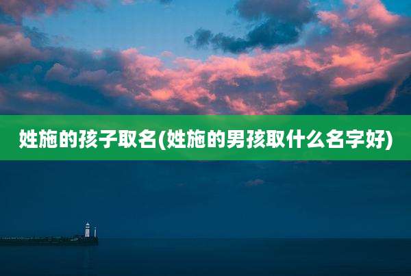 姓施的孩子取名(姓施的男孩取什么名字好)