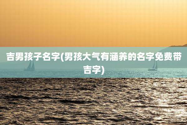 吉男孩子名字(男孩大气有涵养的名字免费带吉字)
