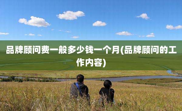 品牌顾问费一般多少钱一个月(品牌顾问的工作内容)