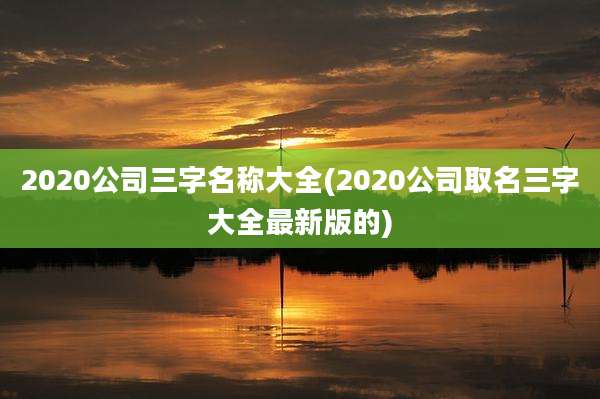 2020公司三字名称大全(2020公司取名三字大全最新版的)