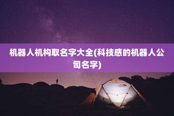 机器人机构取名字大全(科技感的机器人公司名字)