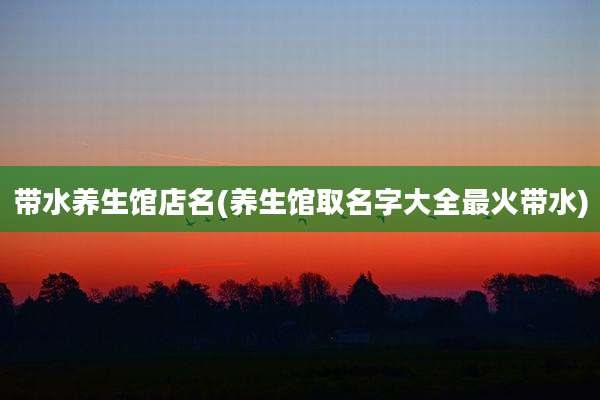 带水养生馆店名(养生馆取名字大全最火带水)