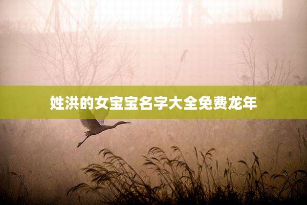 姓洪的女宝宝名字大全免费龙年