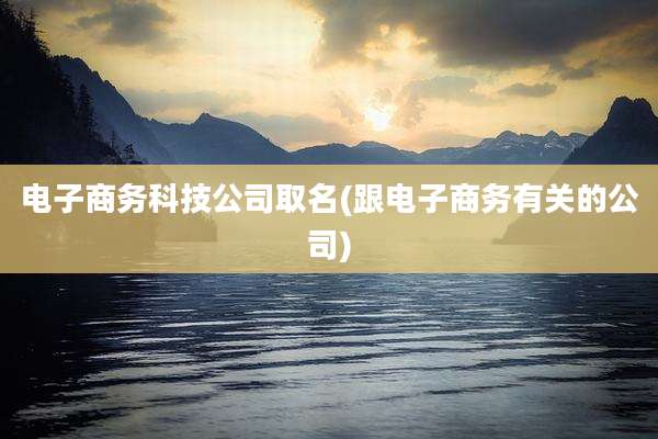 电子商务科技公司取名(跟电子商务有关的公司)