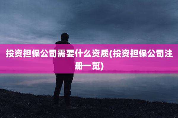 投资担保公司需要什么资质(投资担保公司注册一览)
