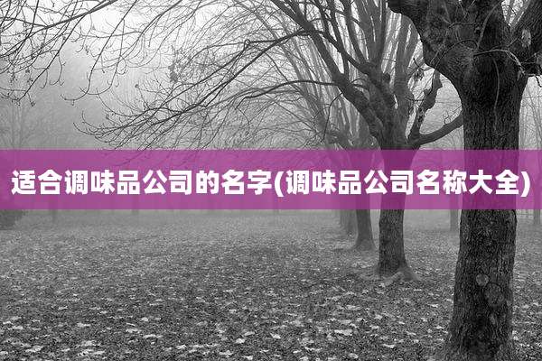 适合调味品公司的名字(调味品公司名称大全)