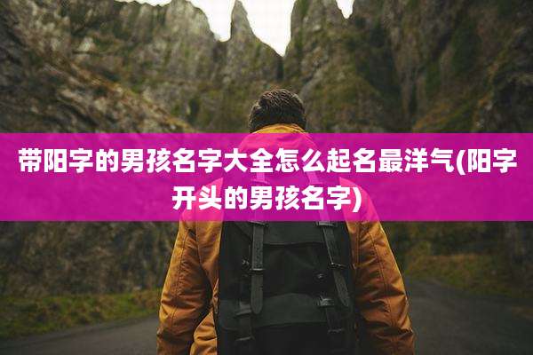 带阳字的男孩名字大全怎么起名最洋气(阳字开头的男孩名字)