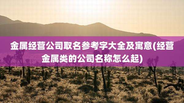 金属经营公司取名参考字大全及寓意(经营金属类的公司名称怎么起)