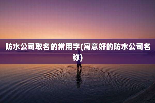 防水公司取名的常用字(寓意好的防水公司名称)