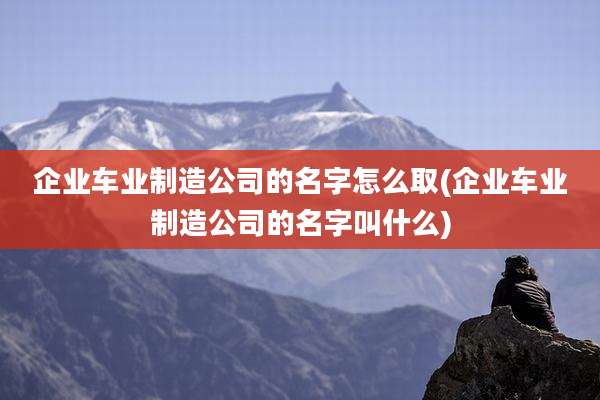企业车业制造公司的名字怎么取(企业车业制造公司的名字叫什么)