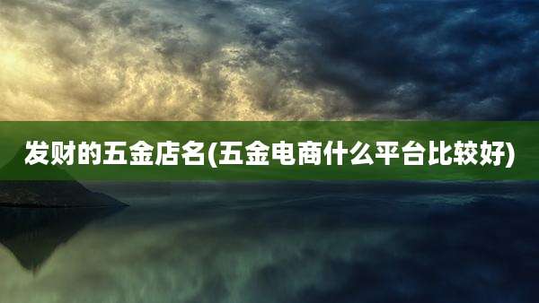 发财的五金店名(五金电商什么平台比较好)