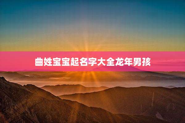 曲姓宝宝起名字大全龙年男孩