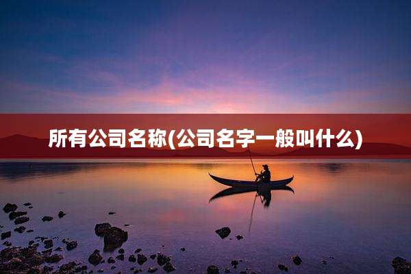 所有公司名称(公司名字一般叫什么)