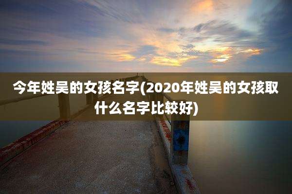 今年姓吴的女孩名字(2020年姓吴的女孩取什么名字比较好)