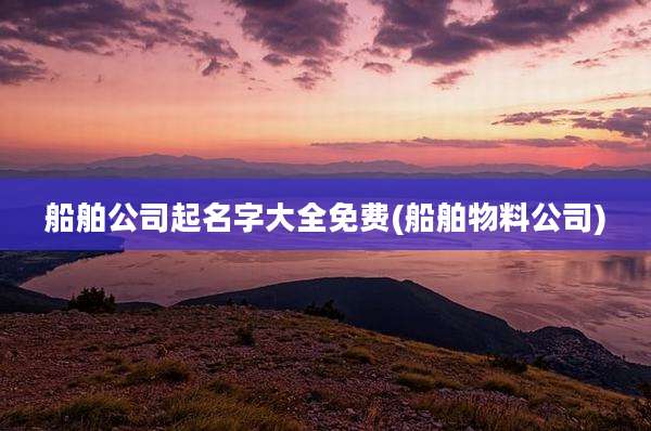 船舶公司起名字大全免费(船舶物料公司)