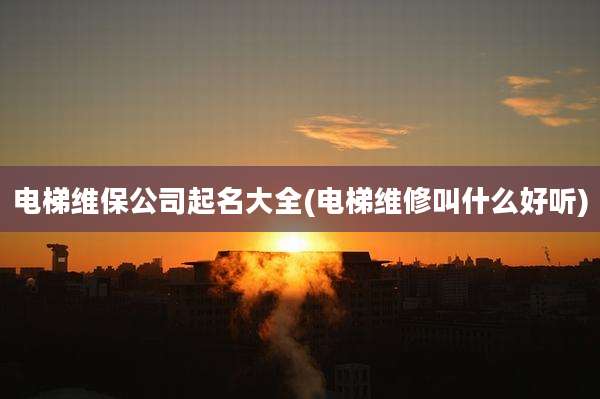 电梯维保公司起名大全(电梯维修叫什么好听)