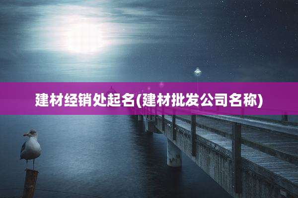 建材经销处起名(建材批发公司名称)