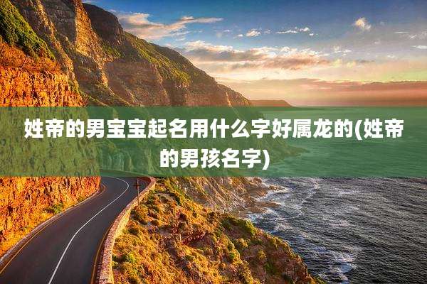 姓帝的男宝宝起名用什么字好属龙的(姓帝的男孩名字)