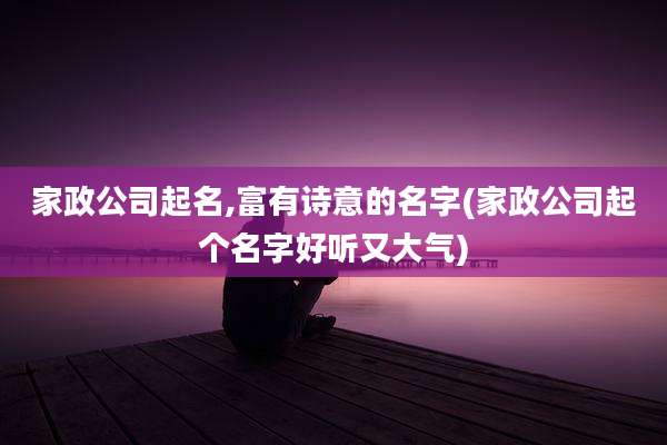 家政公司起名,富有诗意的名字(家政公司起个名字好听又大气)