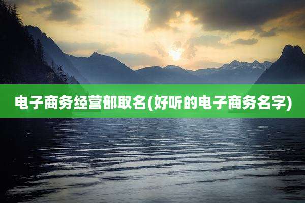 电子商务经营部取名(好听的电子商务名字)