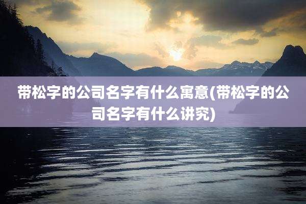 带松字的公司名字有什么寓意(带松字的公司名字有什么讲究)