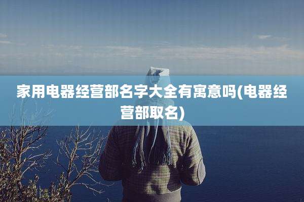 家用电器经营部名字大全有寓意吗(电器经营部取名)