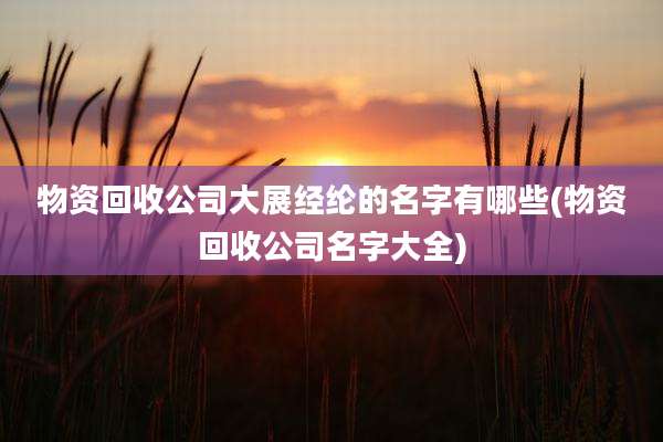 物资回收公司大展经纶的名字有哪些(物资回收公司名字大全)