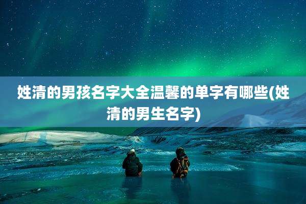 姓清的男孩名字大全温馨的单字有哪些(姓清的男生名字)