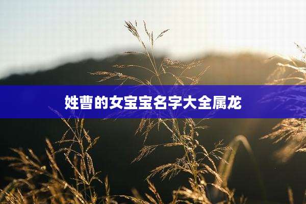 姓曹的女宝宝名字大全属龙