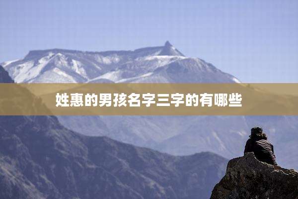 姓惠的男孩名字三字的有哪些