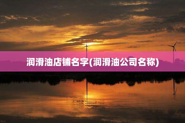 润滑油店铺名字(润滑油公司名称)