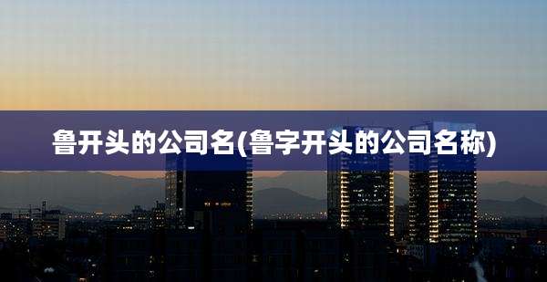 鲁开头的公司名(鲁字开头的公司名称)