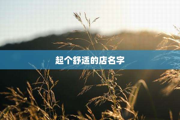 起个舒适的店名字