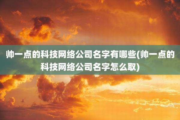 帅一点的科技网络公司名字有哪些(帅一点的科技网络公司名字怎么取)