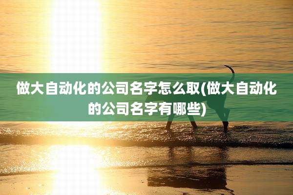 做大自动化的公司名字怎么取(做大自动化的公司名字有哪些)