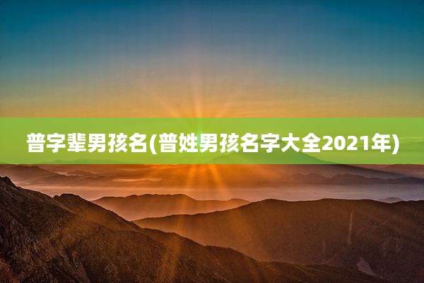 普字辈男孩名(普姓男孩名字大全2021年)