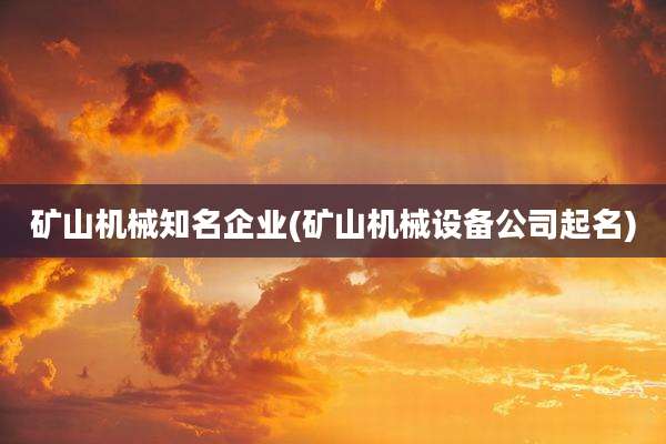 矿山机械知名企业(矿山机械设备公司起名)