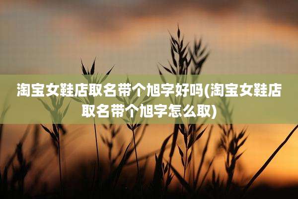 淘宝女鞋店取名带个旭字好吗(淘宝女鞋店取名带个旭字怎么取)