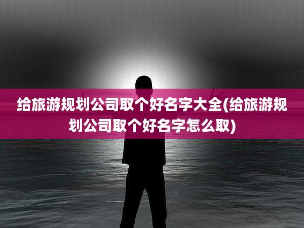 给旅游规划公司取个好名字大全(给旅游规划公司取个好名字怎么取)