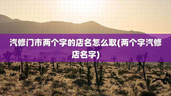 汽修门市两个字的店名怎么取(两个字汽修店名字)