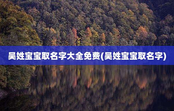 吴姓宝宝取名字大全免费(吴姓宝宝取名字)