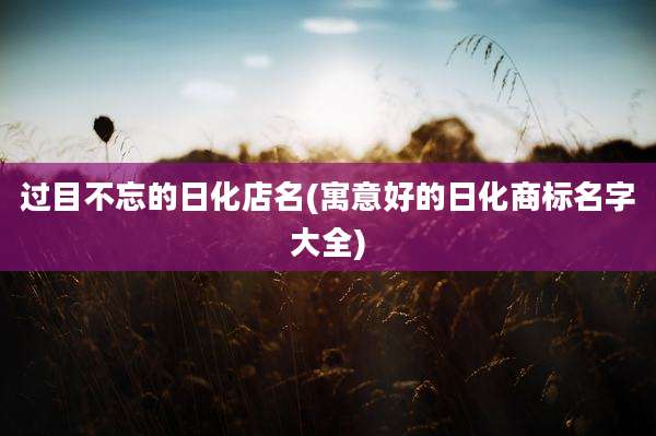 过目不忘的日化店名(寓意好的日化商标名字大全)