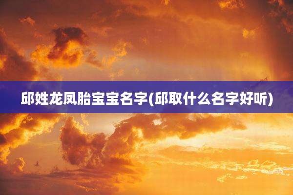 邱姓龙凤胎宝宝名字(邱取什么名字好听)