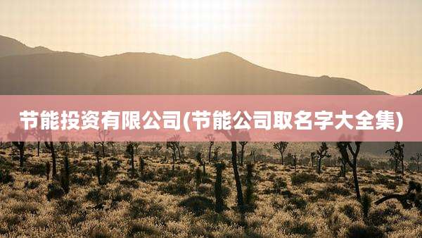 节能投资有限公司(节能公司取名字大全集)