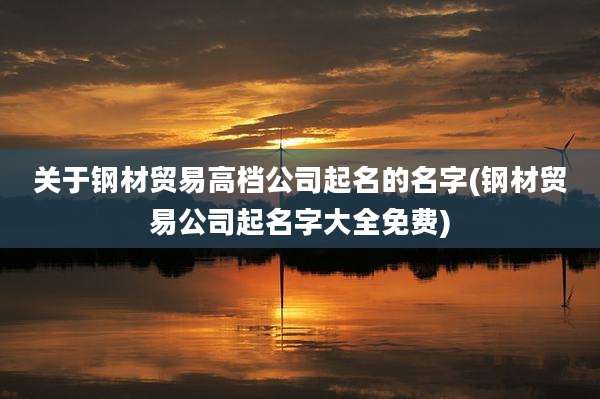 关于钢材贸易高档公司起名的名字(钢材贸易公司起名字大全免费)