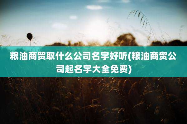 粮油商贸取什么公司名字好听(粮油商贸公司起名字大全免费)